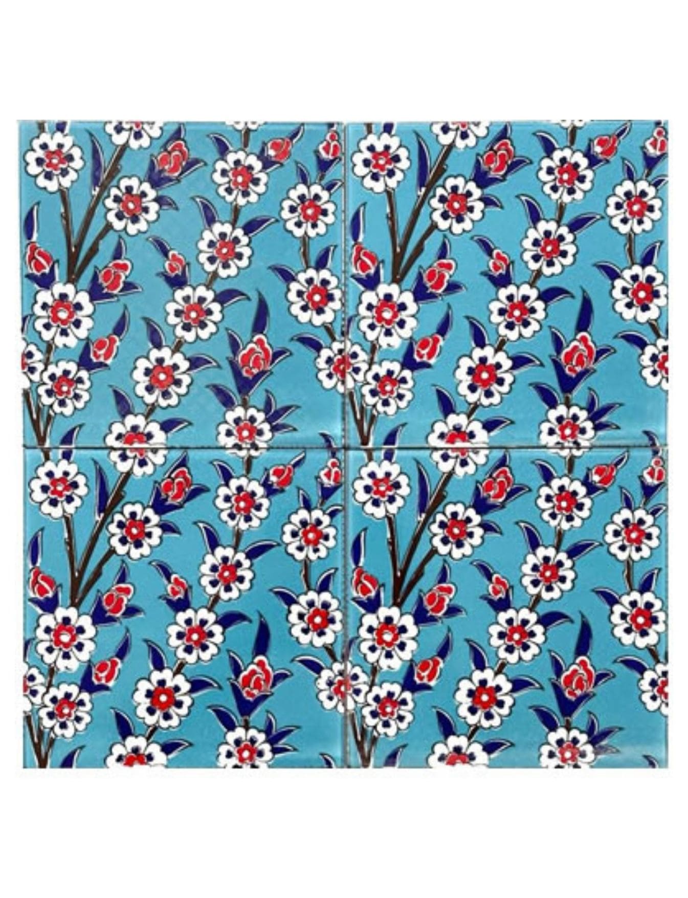 Çini Seramik Karo Modelleri - 03, Hayat Ağacı Turkuaz Çini Karo