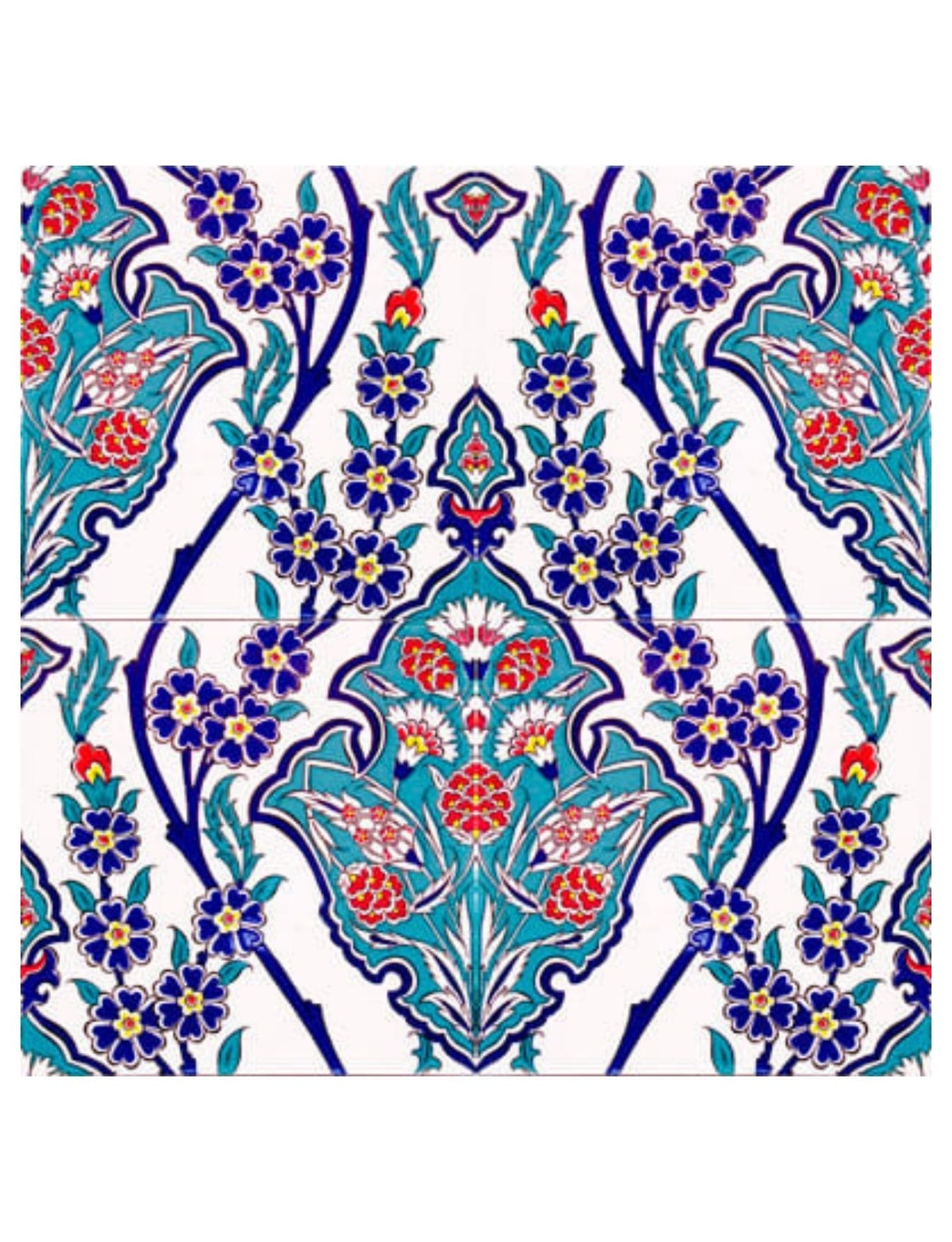 Çini Seramik Karo Modelleri - 40, İznik Çini Sarmaşık Desenli