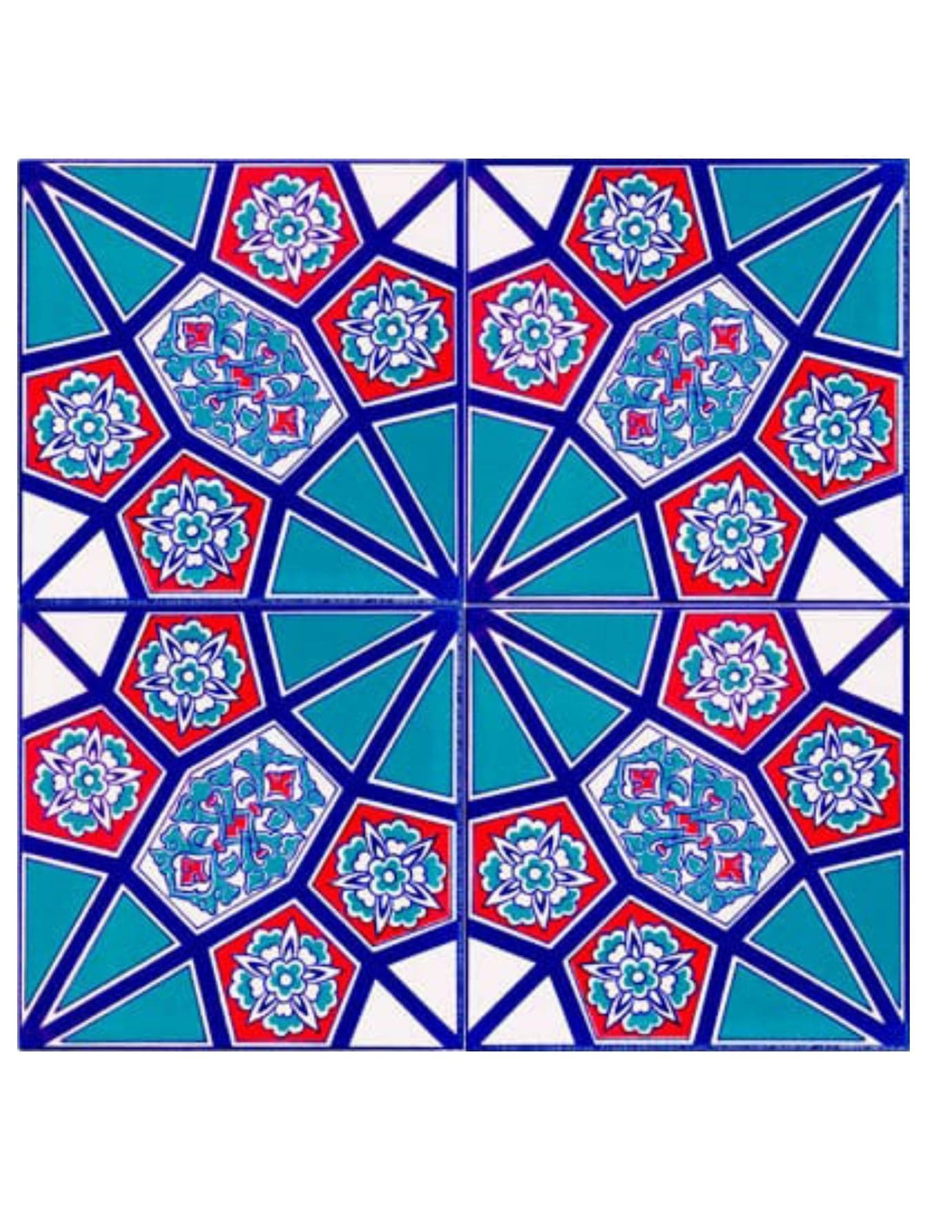 Çini Seramik Karo Modelleri - 49, Cami Dekorasyon Geometri Çini 20x20