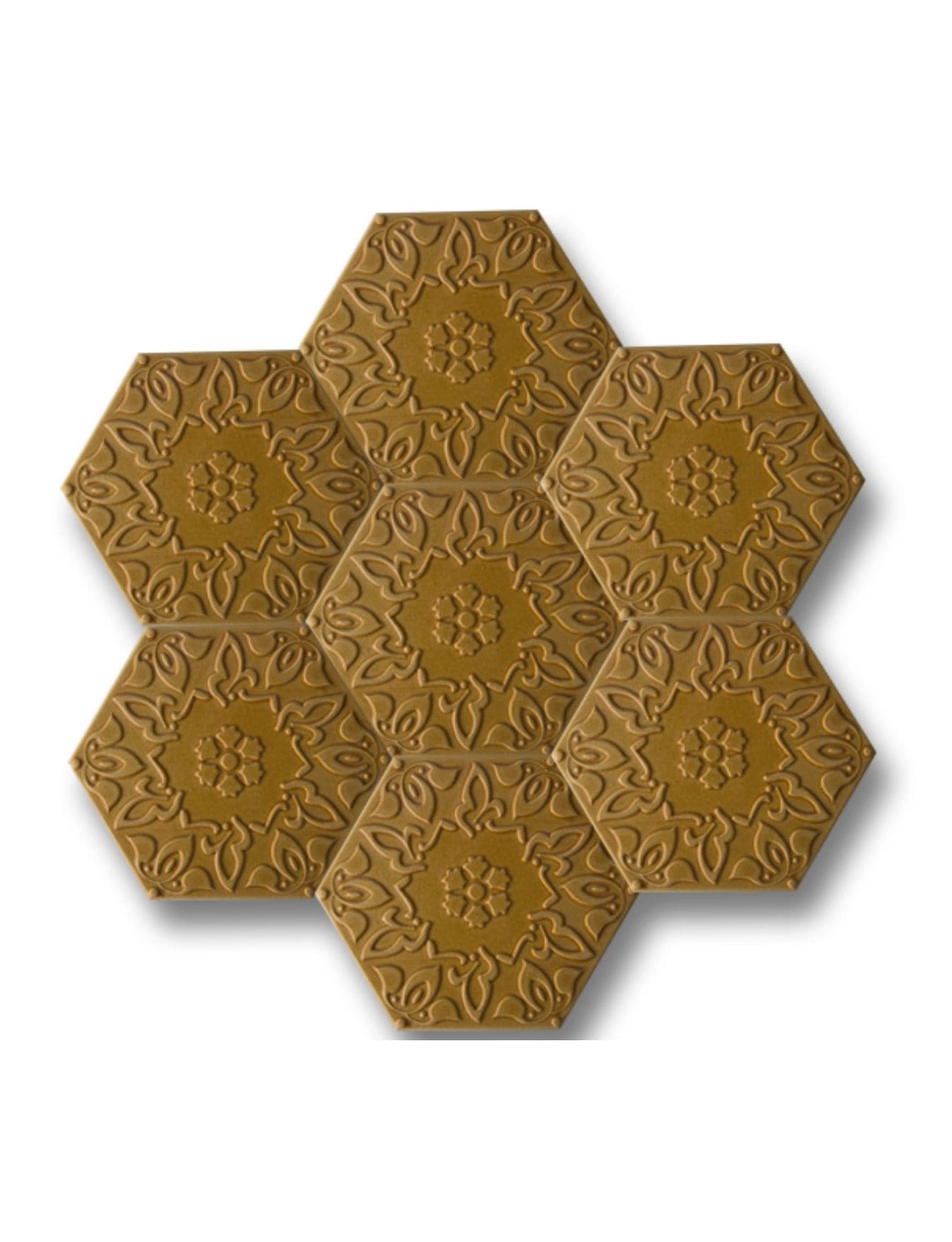 Altıgen Çini Seramik Karo - 12, Cami Çinisi Modelleri Gold Seramik