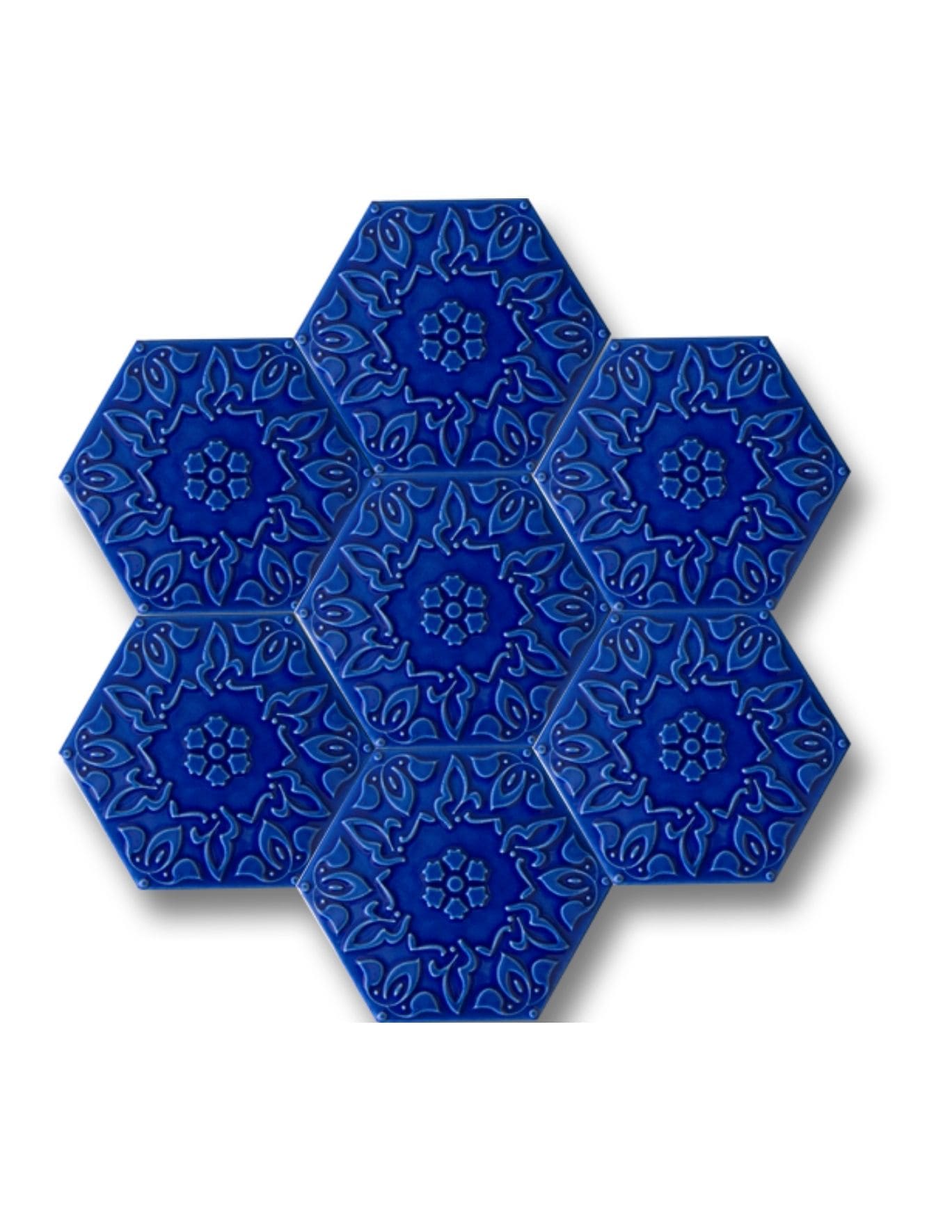 Altıgen Çini Seramik Karo - 13, Cami Seramik Modelleri Altıgen Mavi 17x17