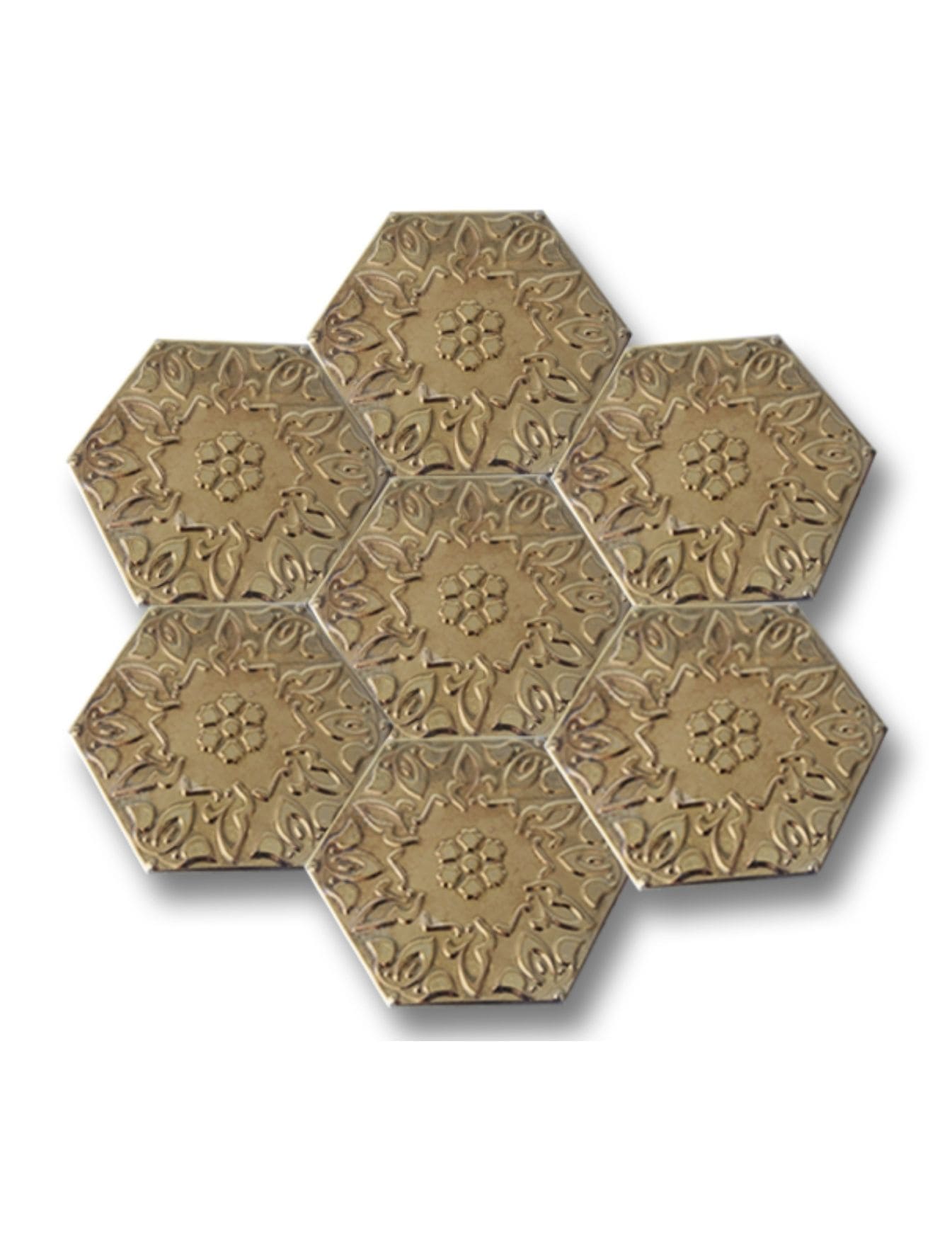 Altıgen Çini Seramik Karo - 14, Cami Fayans Modelleri Altıgen Gold Seramik