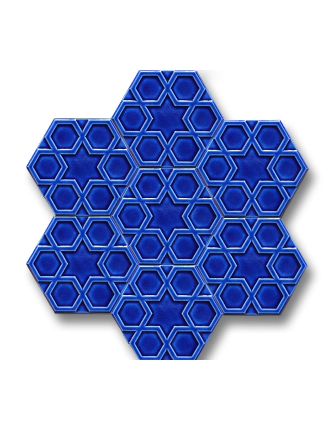 Altıgen Çini Seramik Karo - 23, Cami Çinisi Modelleri Kobalt Altıgen