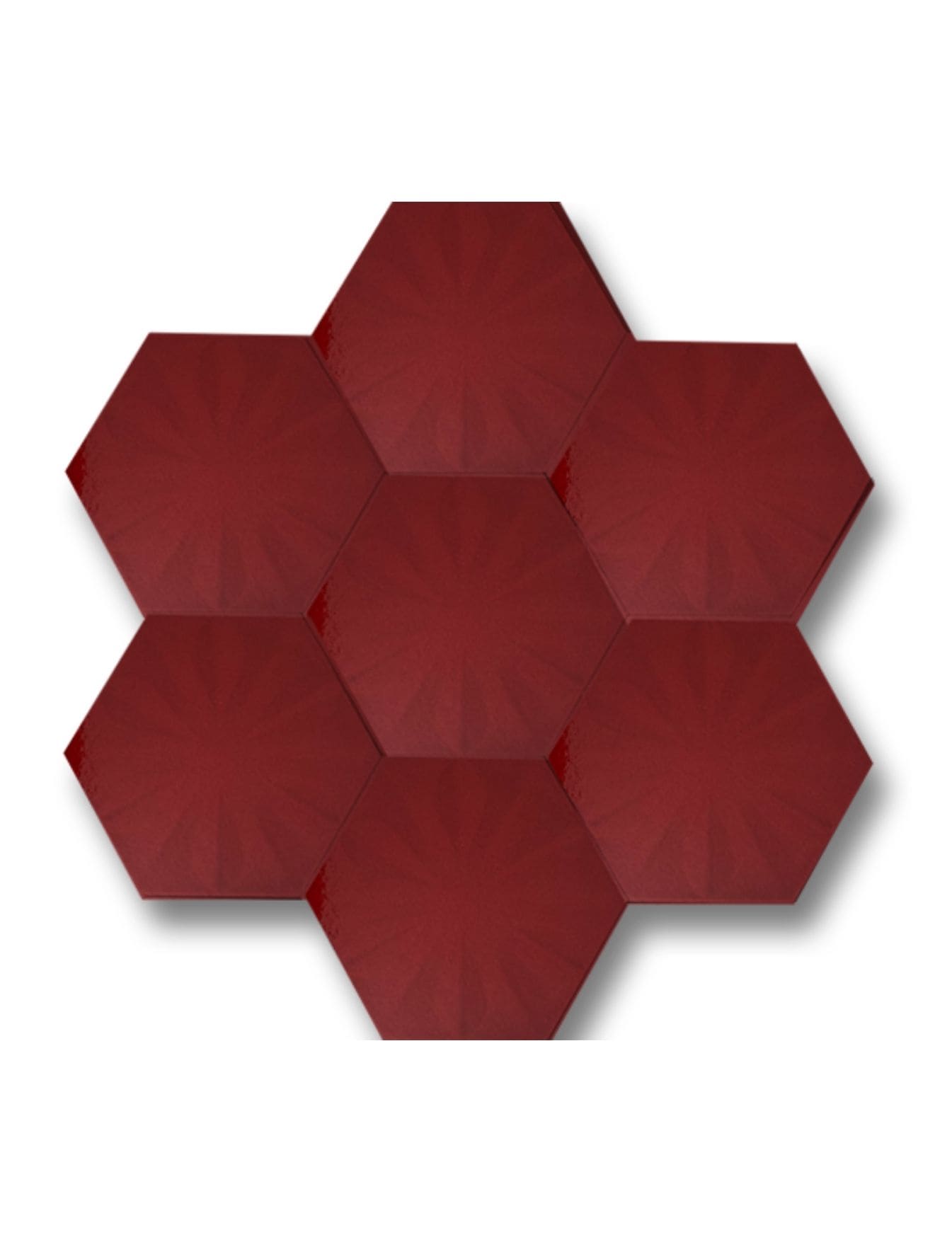 Altıgen Çini Seramik Karo - 24, Bordo Seramik Altıgen Karo 17x17