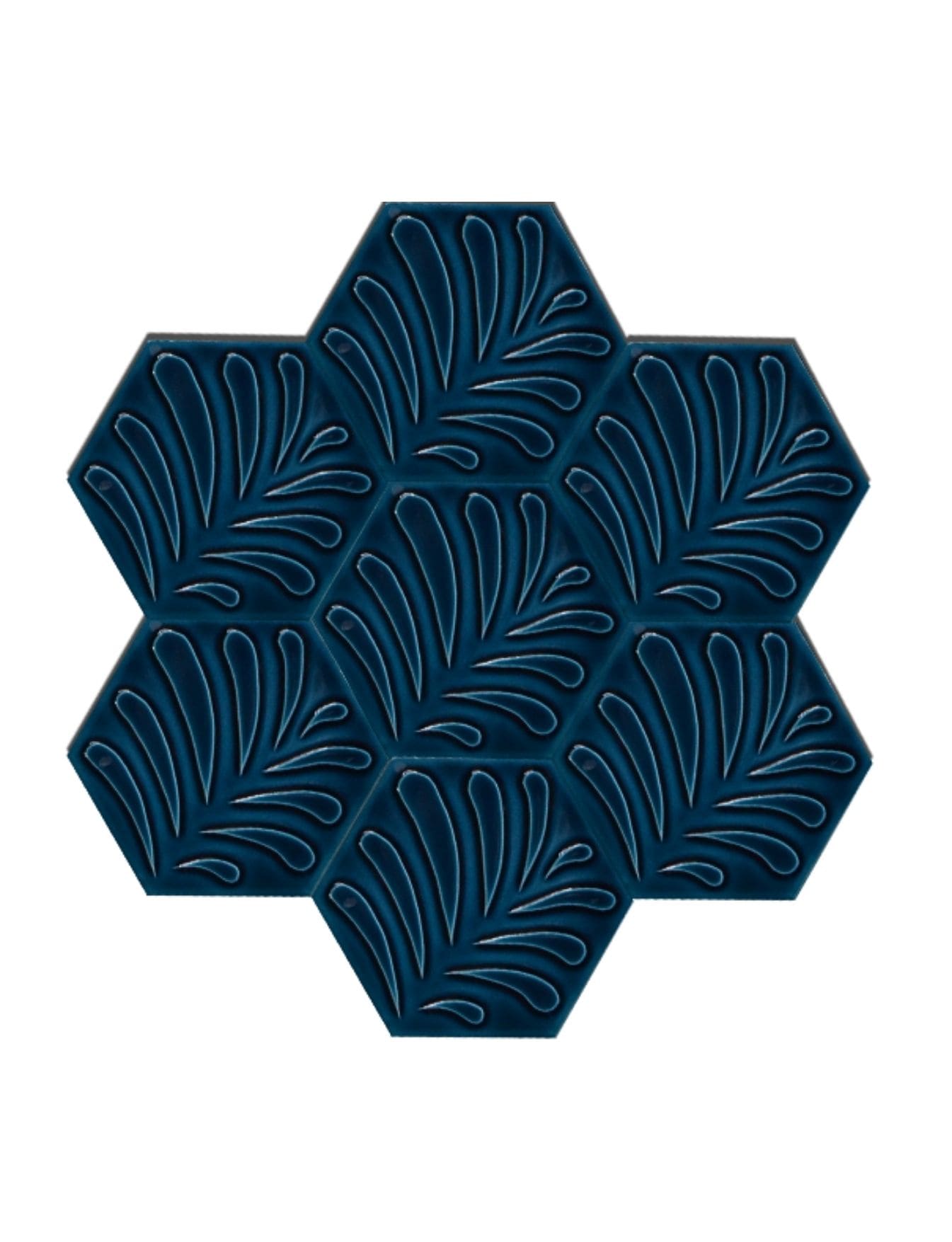 Altıgen Çini Seramik Karo - 47, Cami Çinisi Modelleri Altıgen Mavi Çiçek