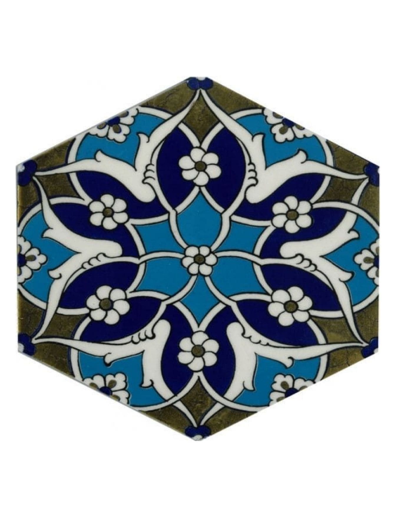 Altıgen Çini Seramik Karo - 53, Çamlıca Cami Çinisi Altıgen