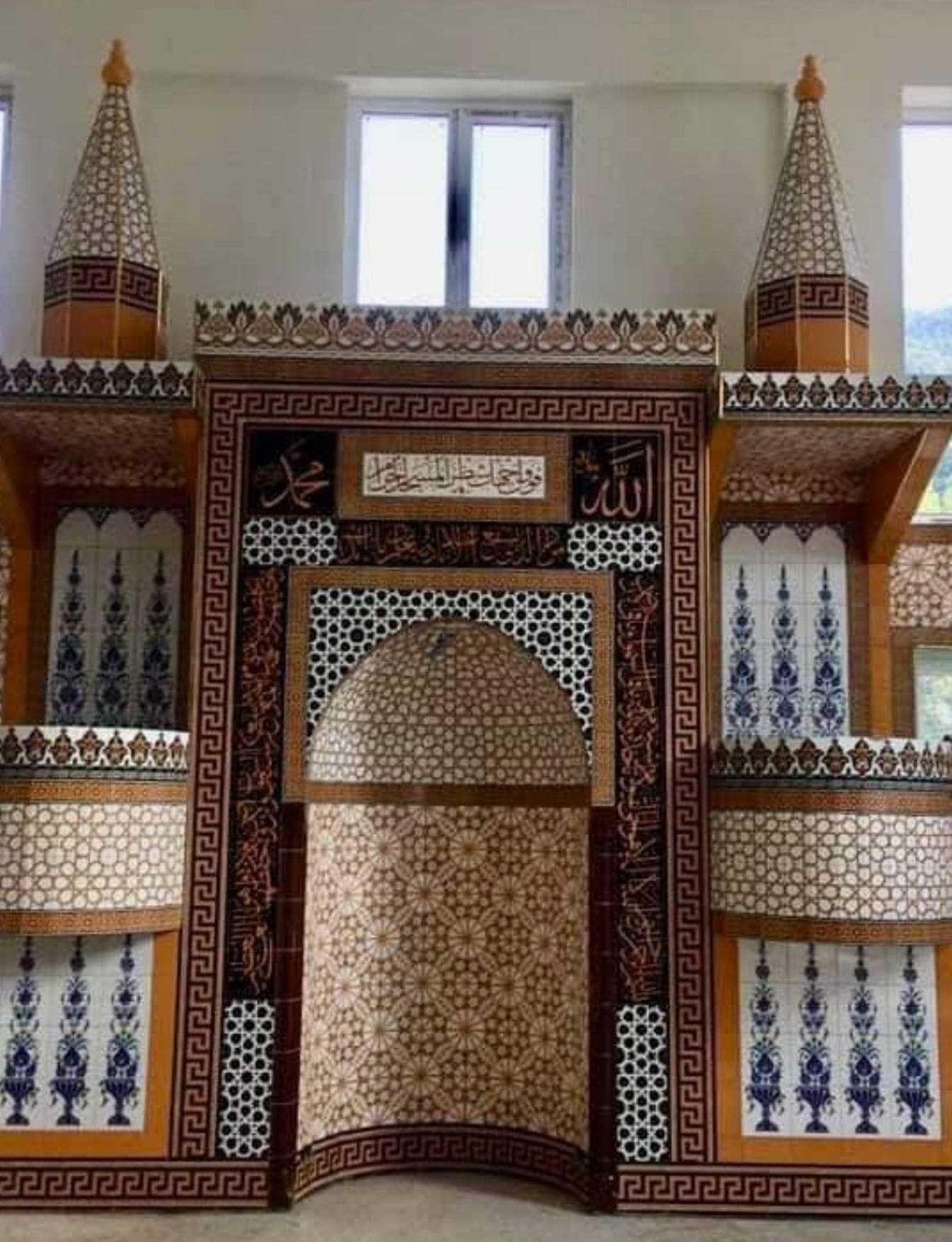 Cami Mihrap Minber Modelleri - 03, Mihrap Minber Kürsü Üçlü Modeli, Cami Çinileri