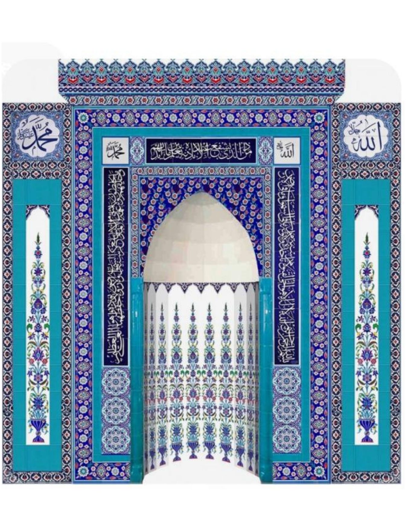 Cami Çini Mihrap - 20, Cami Mihrap Modeli Osmanlı Çini, Cami Çinileri