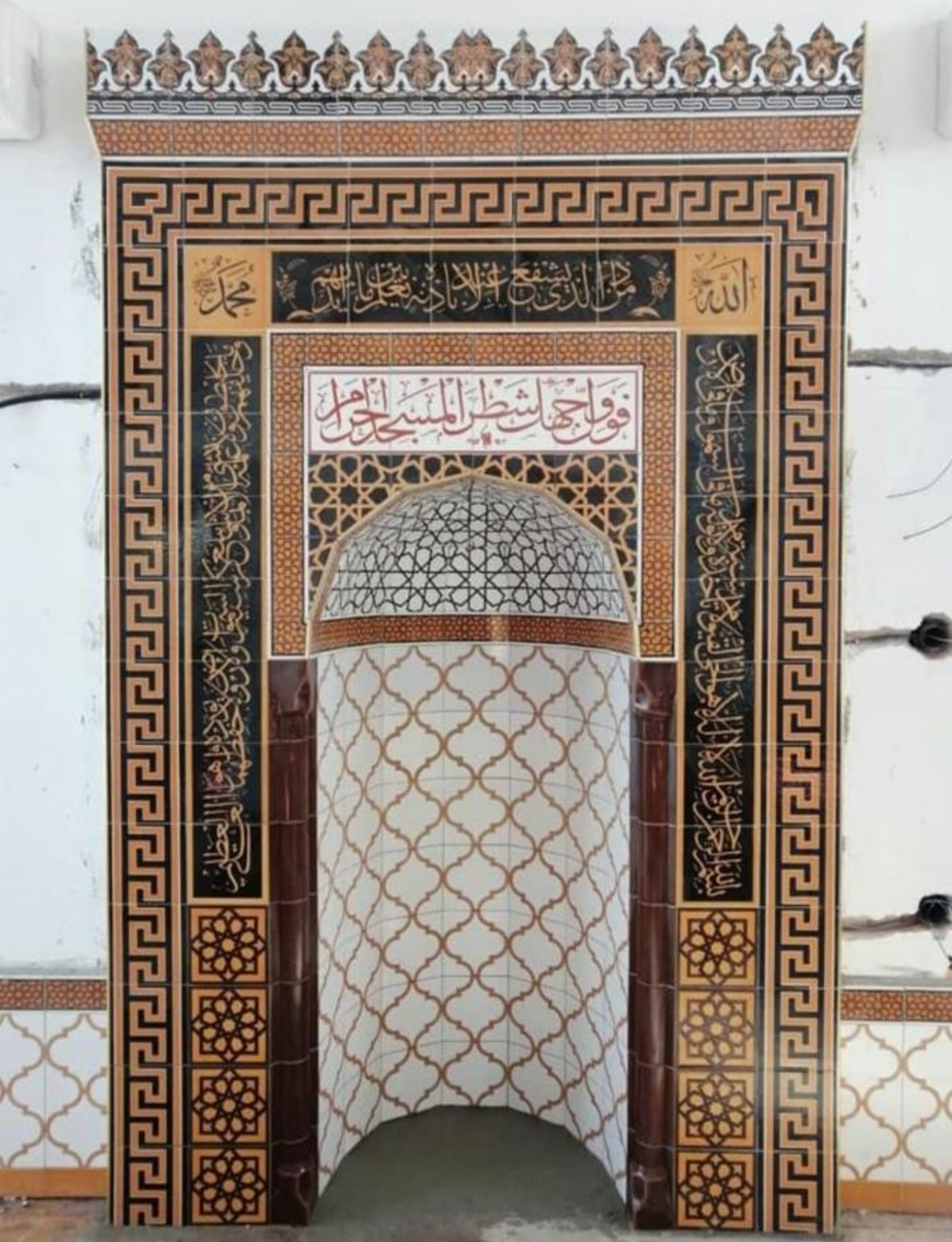 Cami Çini Mihrap - 30, Ahşap Mihrap Modeli Selçuklu Çini, Cami Çinileri