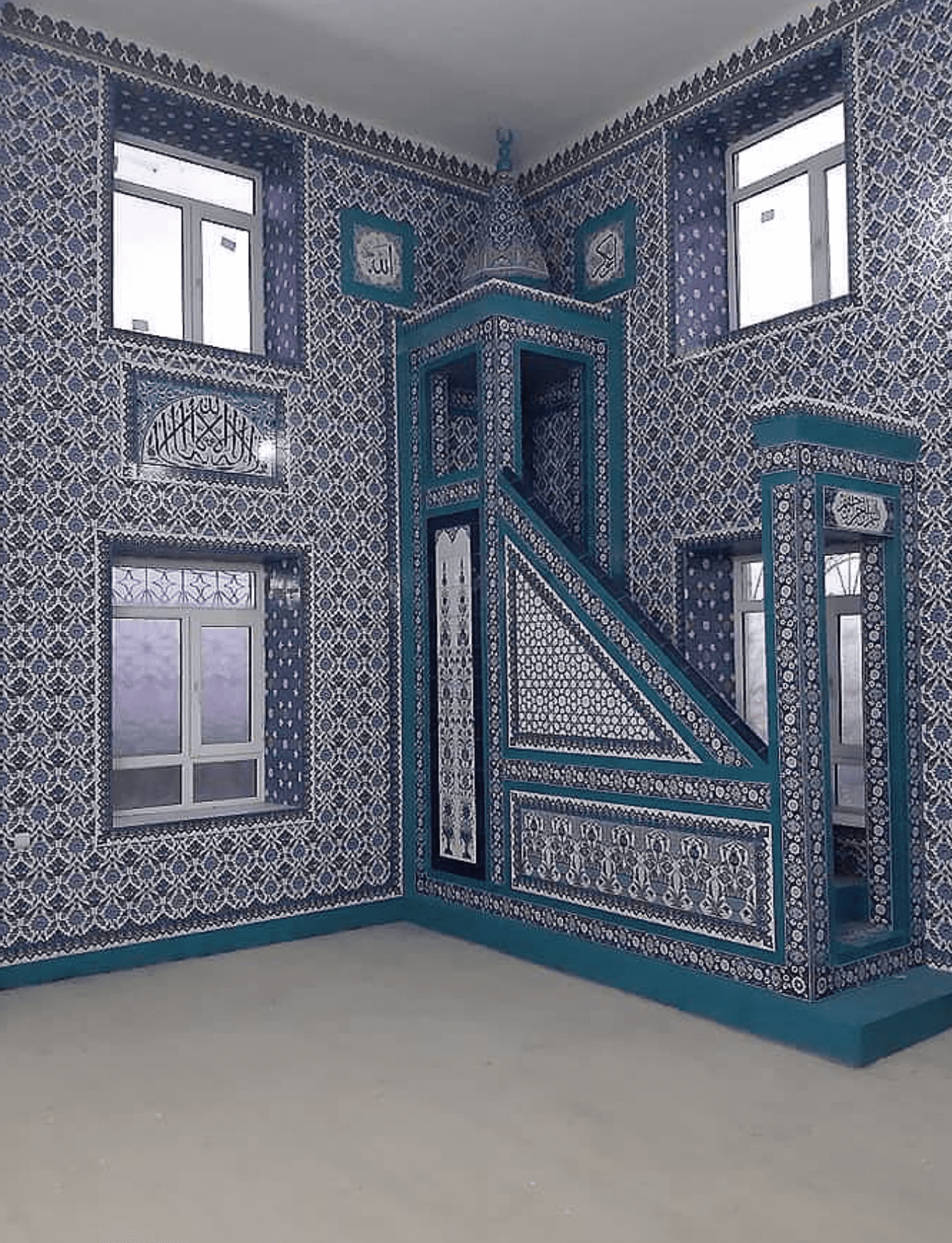 Cami Çini Minber - 24, Cami Minber Modeli Turkuaz Desenli 