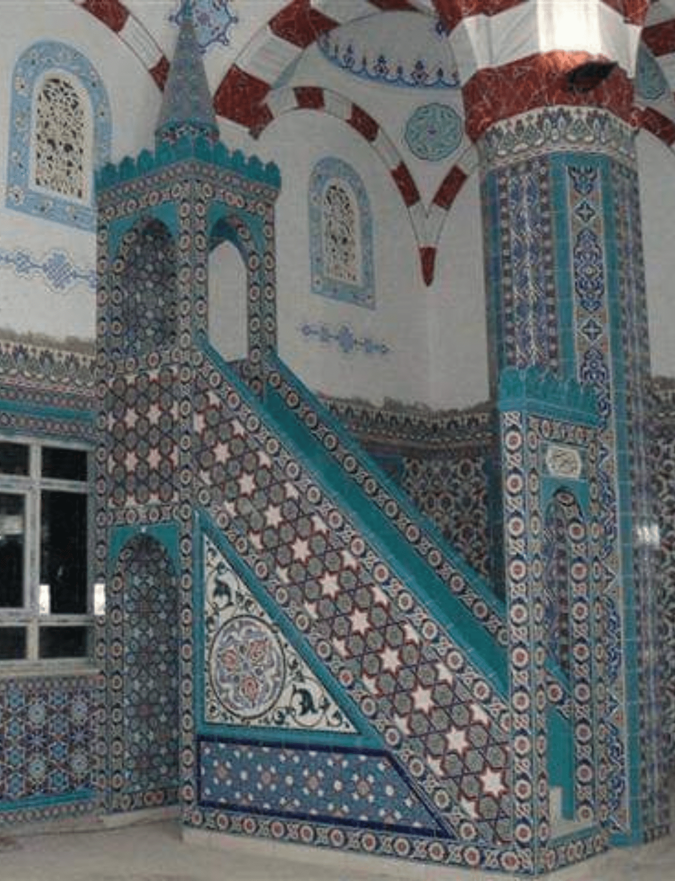 Cami Çini Minber - 35, Cami Minber Hutbe Osmanlı Çini Motifli