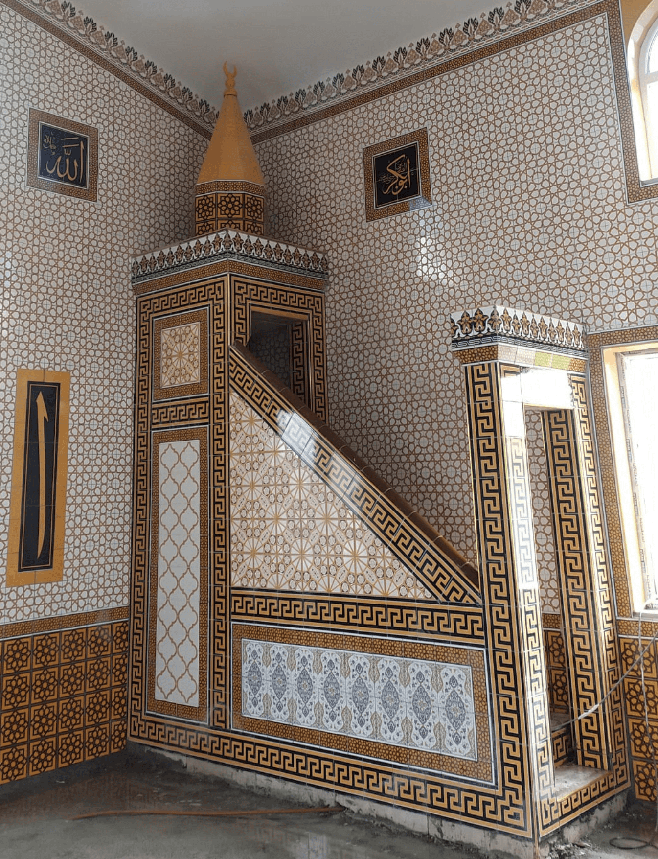 Cami Çini Minber - 04, Cami Minber Modeli Tek Taraflı, Cami Çinileri