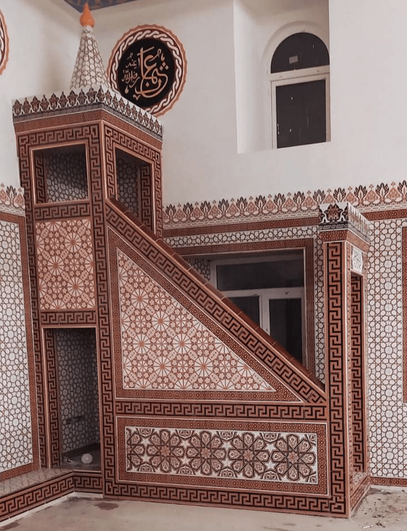 Cami Çini Minber - 07, Ahşap Minber Çini Modeli, Cami Çinileri